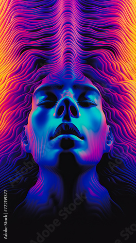 A Psychedelic Portrait. Surrealism Unveiled.  Thin Lines and Neon Lights