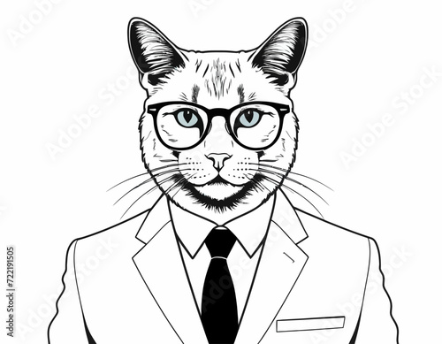Cat in suit and glasses