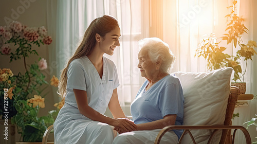 Harmony in the Healing Haven: A Compassionate Nurse Engages With a Grateful Patient in a Serene Hospital Room