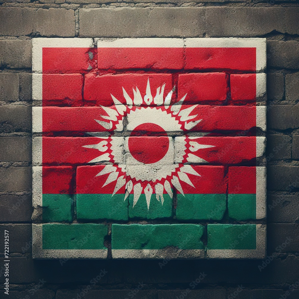 Belarus flag overlay on old granite brick and cement wall texture for background use