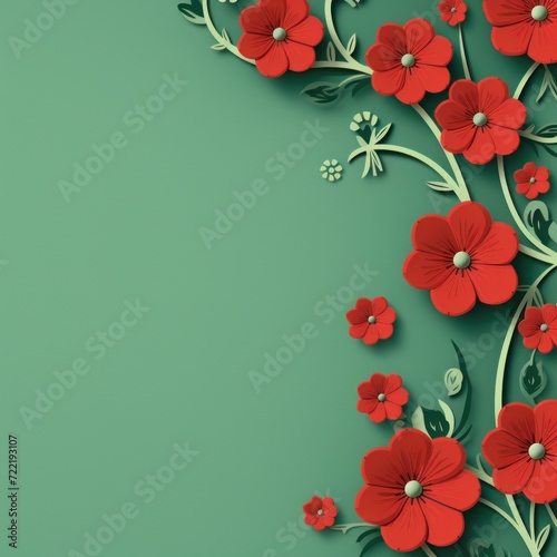 Red vector illustration cute aesthetic old green paper with cute green