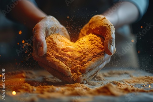 Slow-motion footage of a person sculpting a heart-shaped sand sculpture