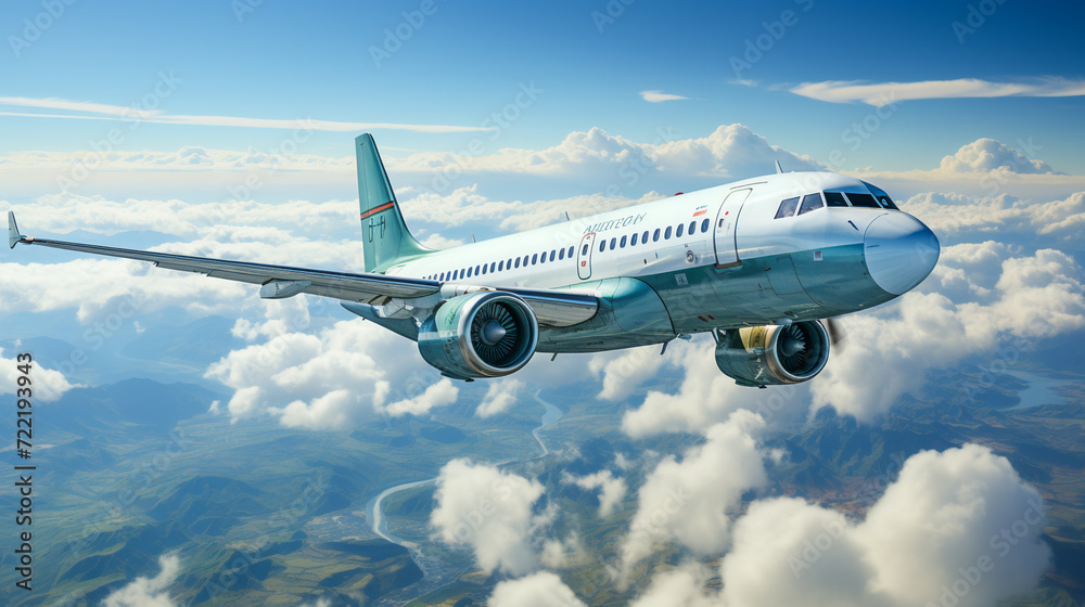 Airplane flying above clouds Airplane flying above clouds