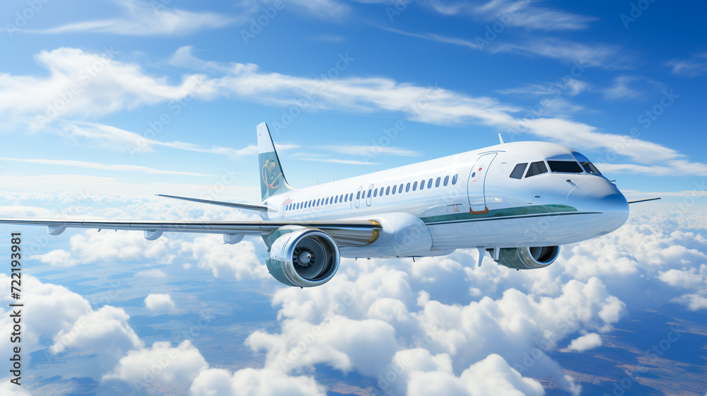 Fototapeta premium Airplane flying above clouds
