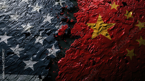 China USA Divided Conflict Symbol, Generative AI