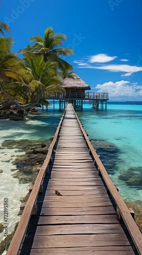 Serene Seascape on a Luxurious Vacation. Beautiful Beachside View © EwaStudio