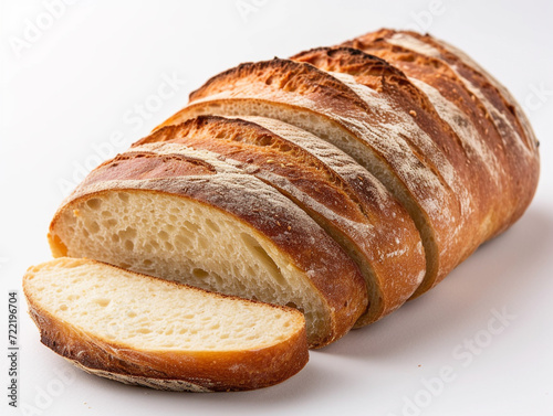 Sliced of sourdough bread isolated on white background. Homemade bakery concept image. 