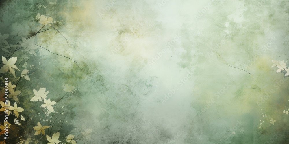 sage abstract floral background with natural grunge textures