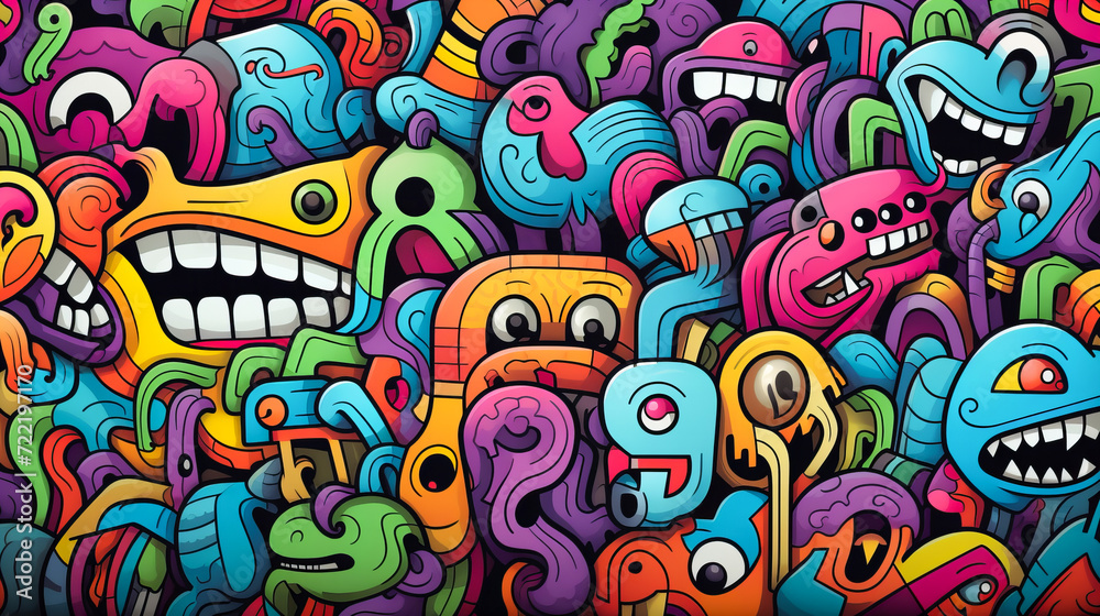 Fototapeta premium Cartoon Monster Illustration.Cute and Funny Cartoon Alien