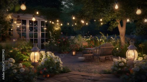 Enchanted Evening Garden Retreat AI-Generative