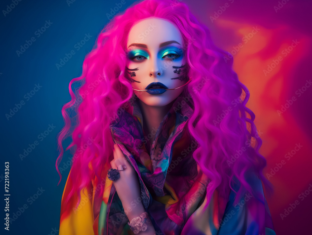 Artistic Fashion Fantasy. Expression in Makeup. Crazy Chic