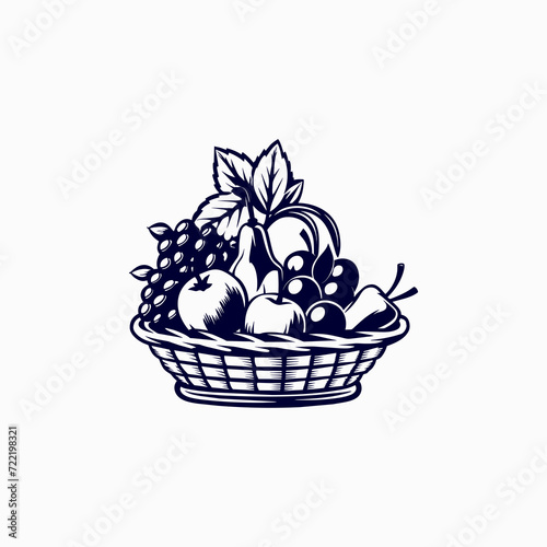 classic vintage fresh fruit on basket