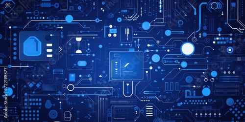 Sapphire abstract technology background using tech devices and icons