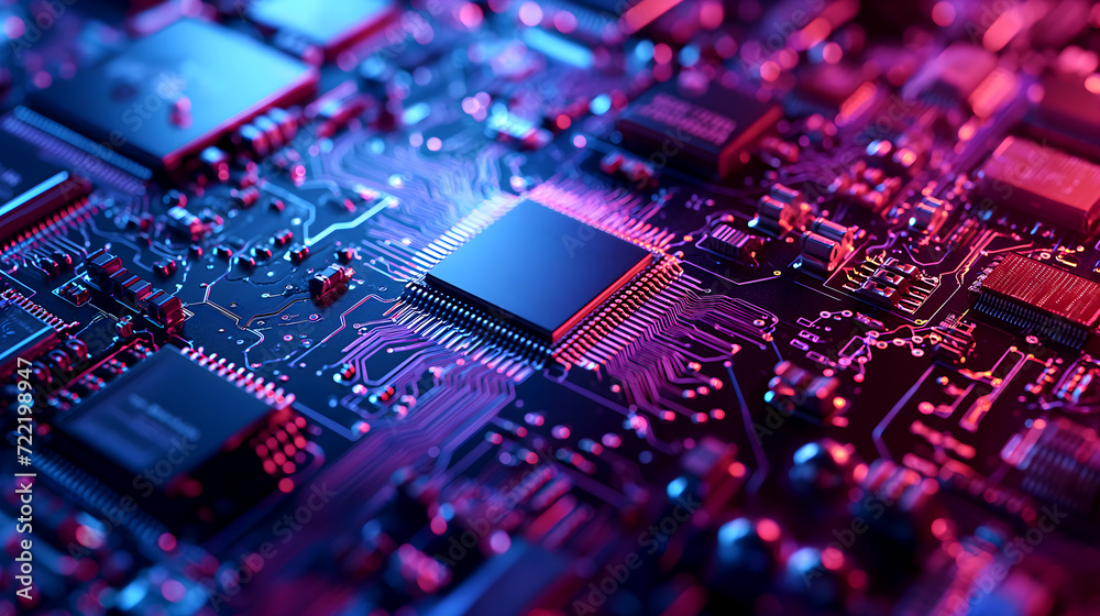 Microchips, Circuit Board CPU Processor. AI Generative