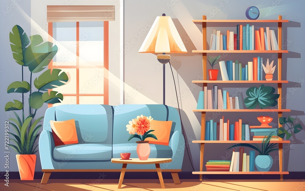 living room interior with furniture cartoon vector illustration living room interior with furniture cartoon vector illustration