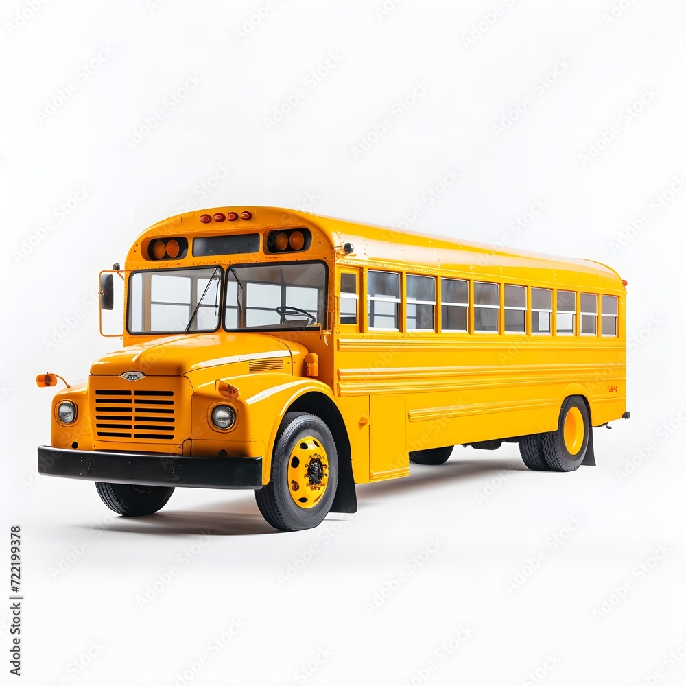 Yellow school bus traveling on the road, transporting children Yellow school bus traveling on the road, transporting children