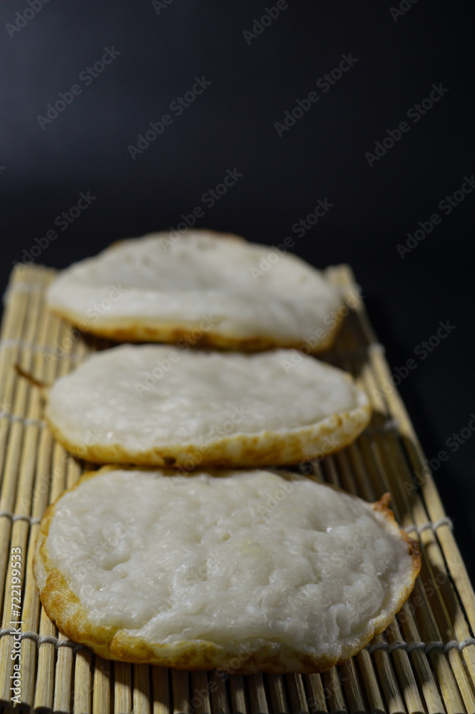 Serabi, Indonesian traditional pancakes, made of rice flour, flour and coocnut milk. Serve with palm sugar sauce. Serabi, Indonesian traditional pancakes, made of rice flour, flour and coocnut milk. Serve with palm sugar sauce.
