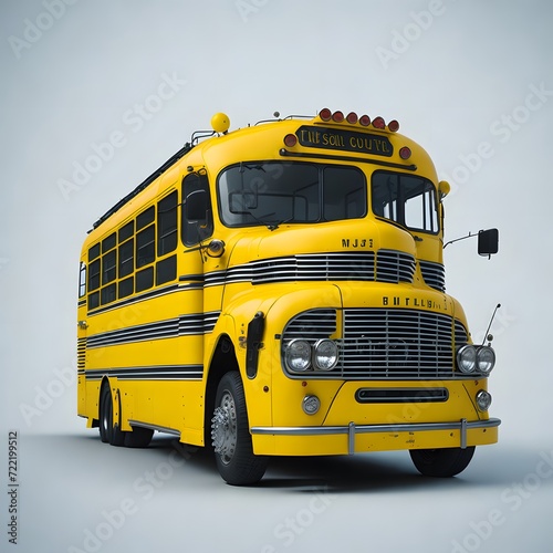Yellow school bus traveling on the road, transporting children