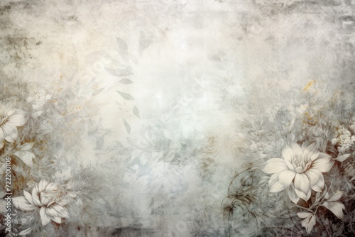 silver abstract floral background with natural grunge texture © Celina