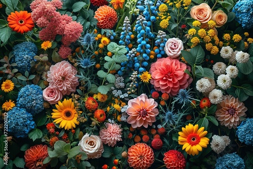 Time-lapse of a blank card being surrounded by growing and blooming flower arrangements