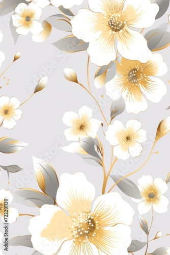 Silver vector illustration cute aesthetic old gold paper with cute gold flowers © Celina