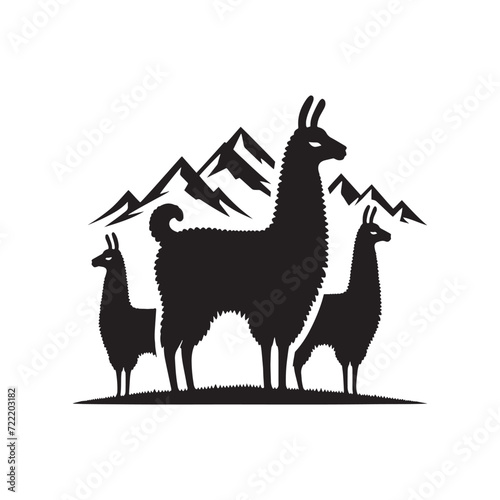 Mystic Shadows of Lama: A Captivating Collection of Lama Silhouettes in Various Expressions - Lama Silhouette Illustration - Lama Vector
