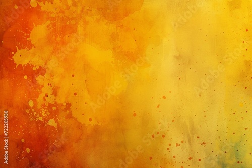 Yellow orange background with texture and distressed vintage grunge and watercolor paint stains in elegant Christmas backdrop illustration