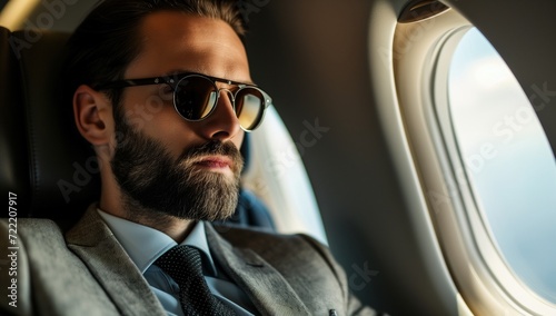 businessman in airplane 