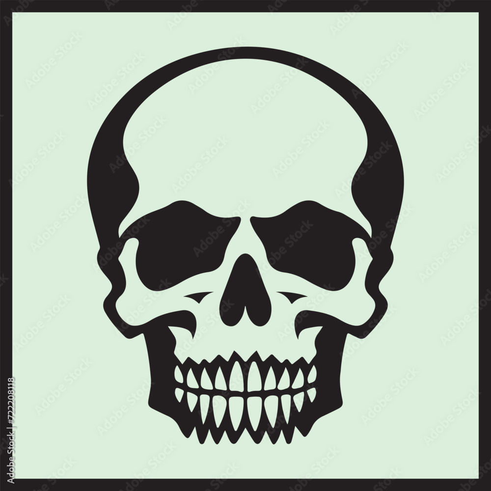 Fototapeta premium Human Black Skull Silhouette Vector Hand Drawn, Face Skull Icon