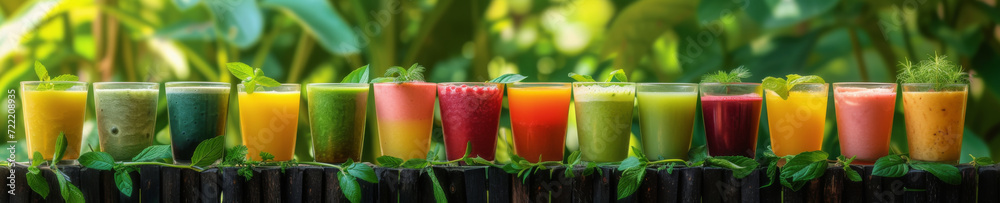 organic smoothies and juices in a garden setting organic smoothies and juices in a garden setting