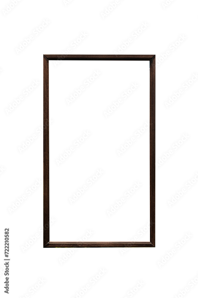 Dark wooden frame mockup on transparent background