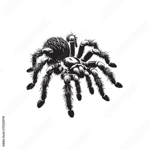 Stealthy Spinners: Tarantula Silhouette Collection Highlighting the Stealth and Precision of Tarantula Movements - Tarantula Illustration - Tarantula Vector - Spider Silhouette 