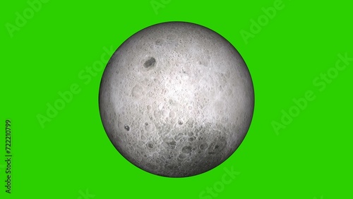 Realistic Moon isolated on the green background illustration. 