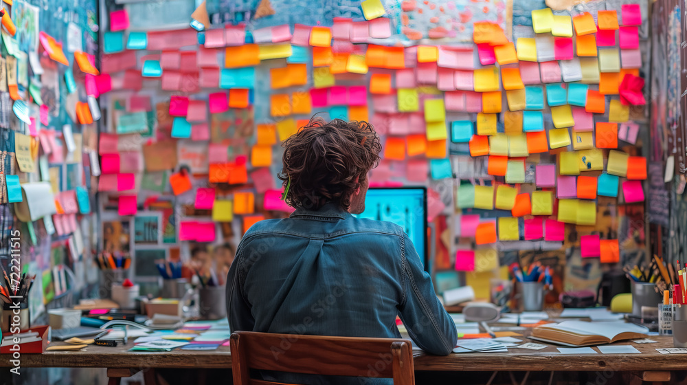 Fototapeta premium Office Space Catastrophe. Workspace Wonderland. Creative Chaos .