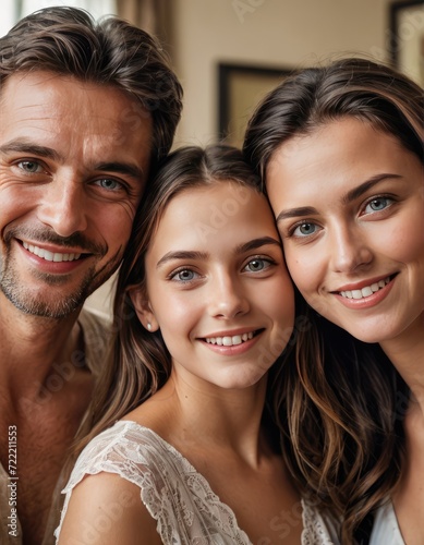 Pure Happiness: A Vibrant Family of Three Sharing Laughter and Affection