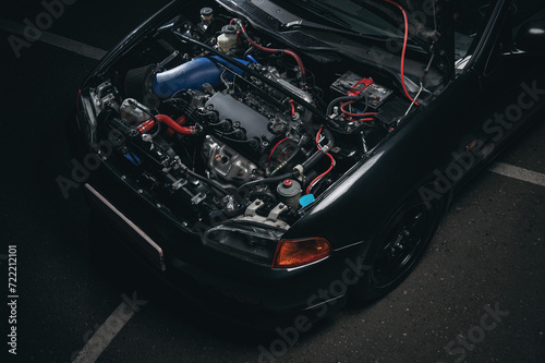 JDM tuned car underhood.