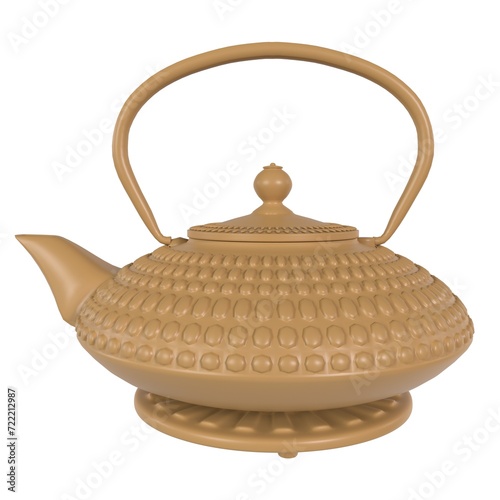 Clay Teapot isolated on white background