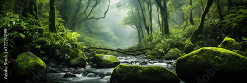 Rainforest Beauty. River Flow in the Green Wilderness © EwaStudio