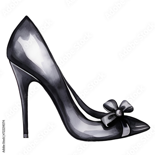 Black high heels shoes drawing, illustration,Fashion Footwear Glamour