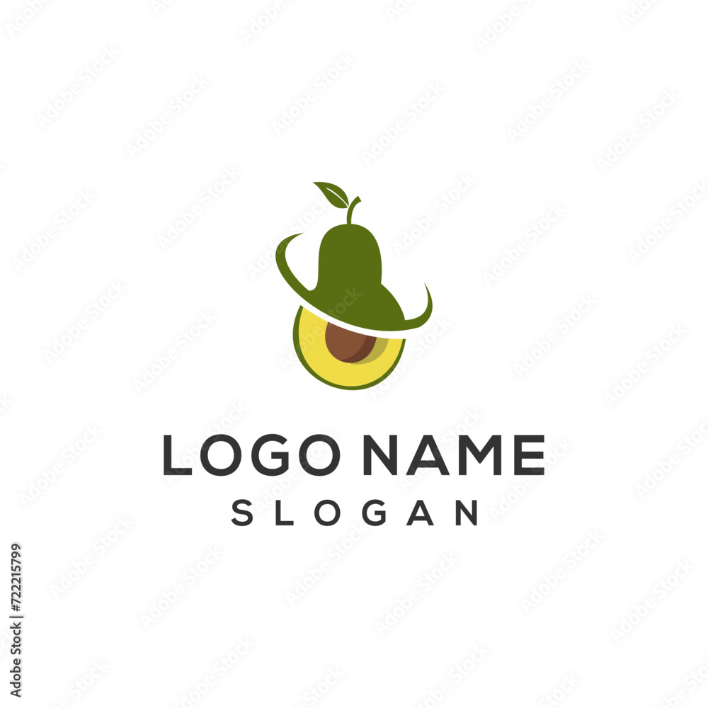 Avocado fruit logo template. avocado with leaves vector design. Health food logotype Avocado fruit logo template. avocado with leaves vector design. Health food logotype