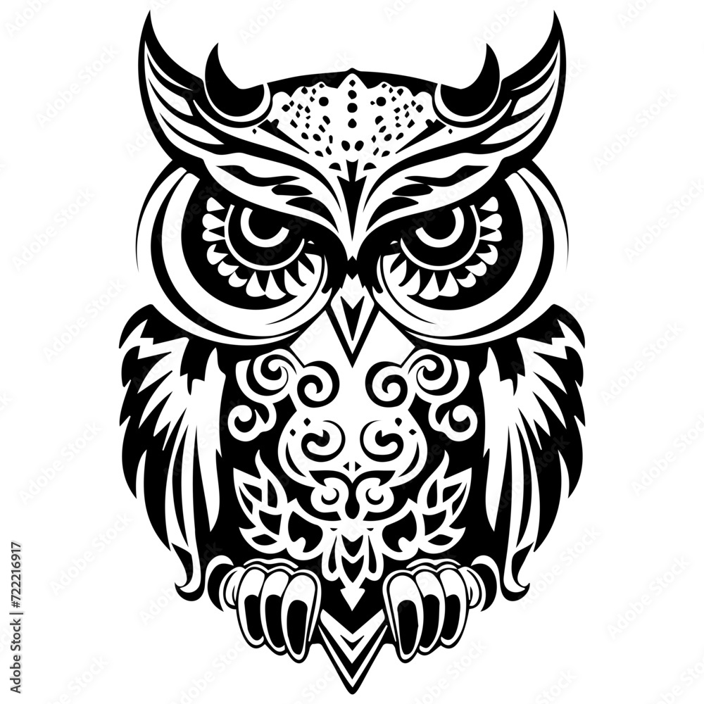 Fototapeta premium adorable owl icon illustration, adorable owl silhouette logo svg vector