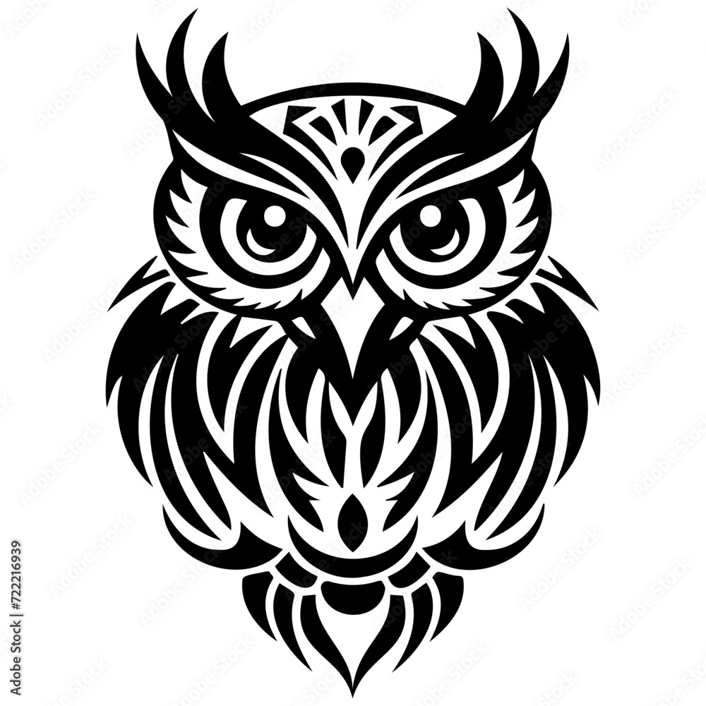 adorable owl icon illustration, adorable owl silhouette logo svg vector