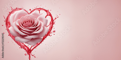  Heart Shaped Rose Boquete card design with petals and snow flakes