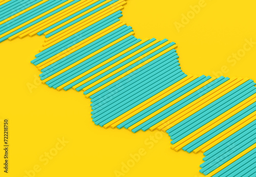 3d Striped Shape Backgrounds - Yellow And Turquoise