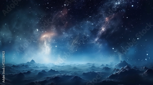 Blue Hues and Nebula Dreams in the Cosmos. Galactic Night. Stellar Dreamscape