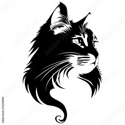 American curl cat icon illustration, American curl cat silhouette logo svg vector