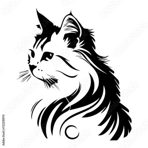 American curl cat icon illustration, American curl cat silhouette logo svg vector