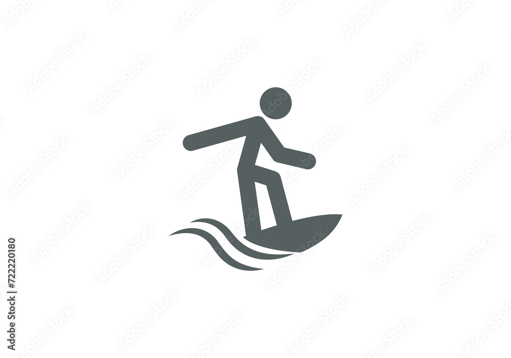water sport surfing boat vector icon logo illustration white background