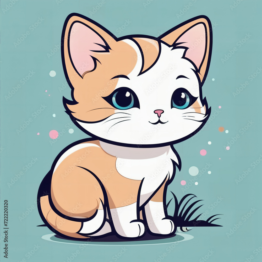 süße Katze Cartoon Zeichnung . KI Generated