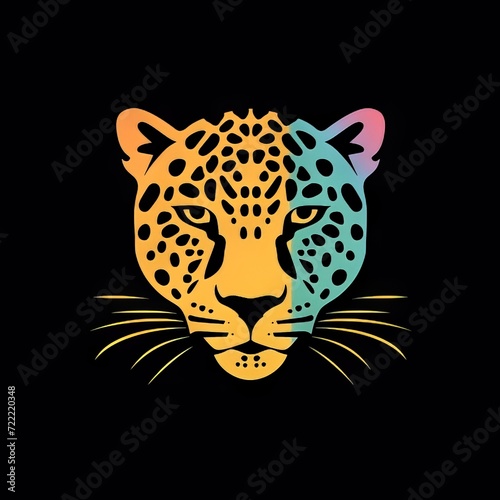 wild leopard head logo minimalistic vector style 